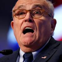 Former New York Mayor Rudy Giuliani speaks at the 2018 Iran Freedom Convention in Washington on Saturday. | REUTERS