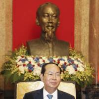 Vietnamese President Tran Dai Quang is interviewed in Hanoi on Friday. | KYODO