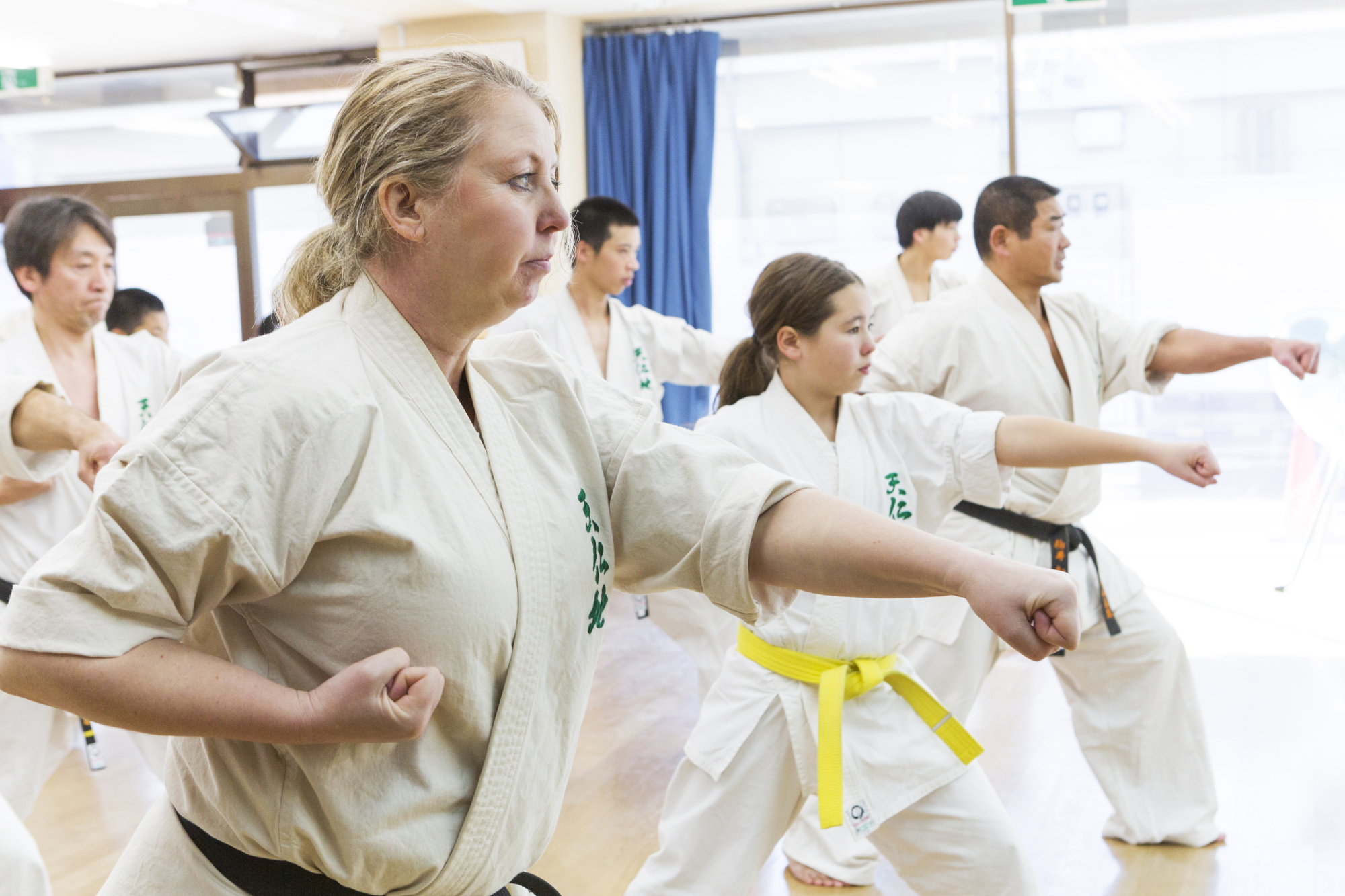 Ulrika Yui practises karate alongside her daughter, Runoa, and her husband, Satoshi. | CHRISTINA SJOGREN