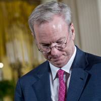 Eric Schmidt, director at Alphabet Inc., attends a National Space Council meeting in the East Room of the White House in Washington on Monday. | BLOOMBERG