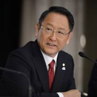 Toyota Motor Corp. President Akio Toyoda heads the Japan Automobile Manufacturers Association, which emphasized domestic carmakers\' contributions to the United States in creating jobs and investment in a report Wednesday. | BLOOMBERG