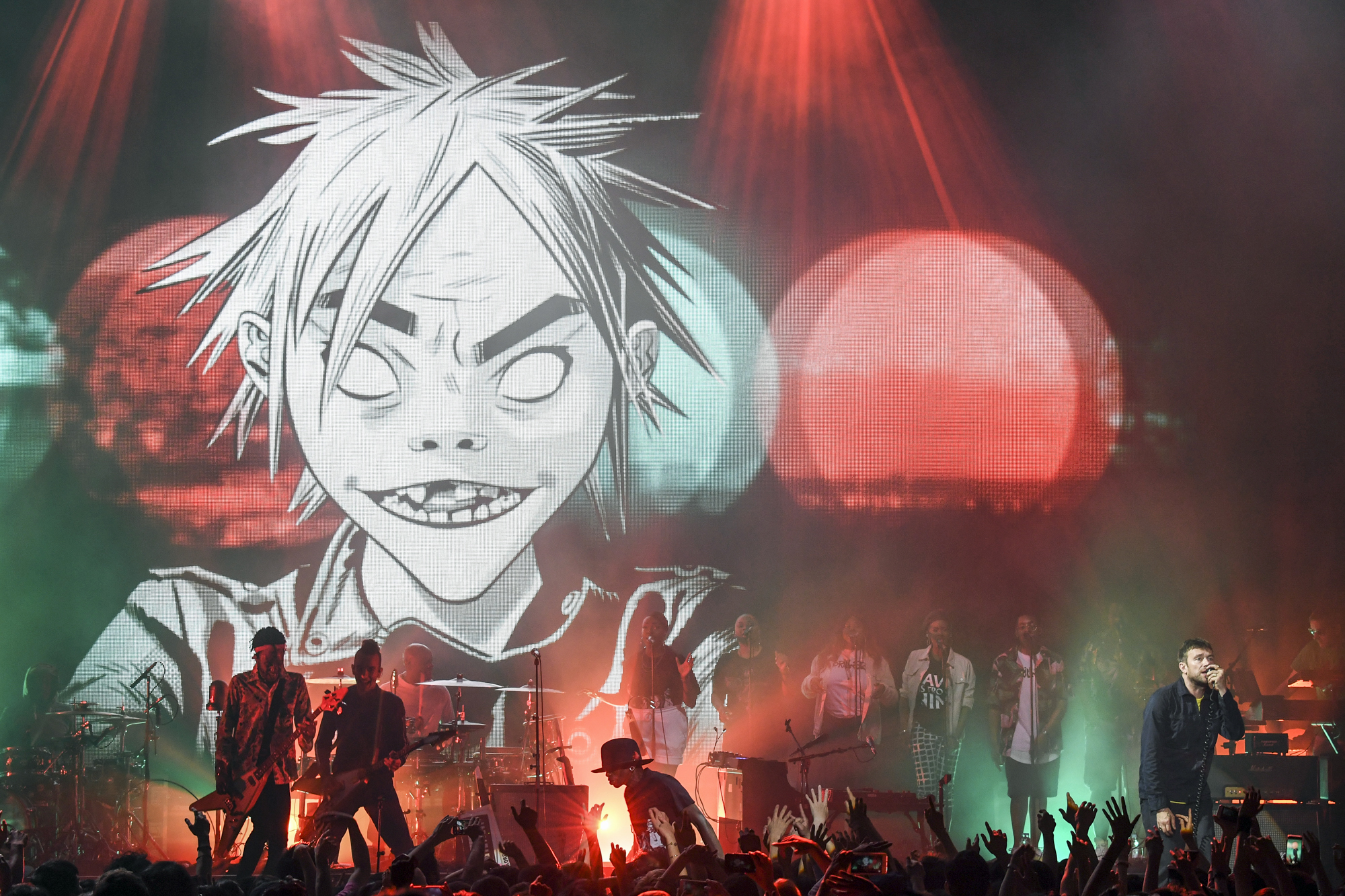 Feel good: Gorillaz premiered its new album “The Now Now” at Zepp DiverCity in Tokyo on June 22. | TEPPEI KISHIDA
