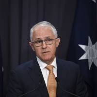Australia Prime Minister Malcolm Turnbull speaks during a news conference at Parliament House in Canberra on Wednesday. | AAP / VIA AP