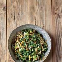 Five a day: Simmered, steamed and crunchy greens with a ginger-infused dressing. | JAPAN THE COOKBOOK / PHAIDON