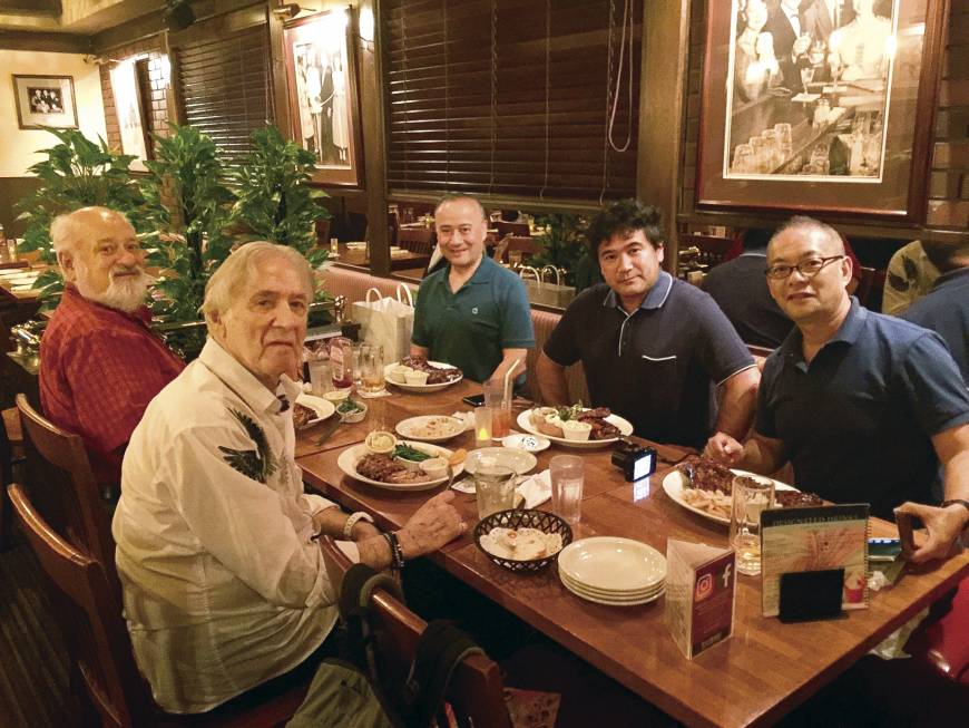 Bill Hersey (second left) with (left to right) William J. Grimm, William Ireton, Tsukasa Shiga and Dale Toriumi, all four of whom have offered tributes to their late friend.