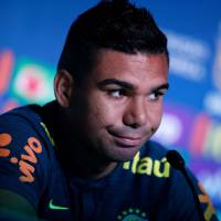 Brazil\'s Casemiro speaks at a news conference on Friday in Sochi, Russia. | AFP-JIJI