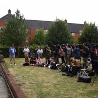 Deputy Chief Constable Paul Mills gives a statement to the media outside the Bowman Center in Amesbury, north of Salisbury, southern England, on Wednesday. Two people have been hospitalised in critical condition for exposure to an \"unknown substance\" in the same British city where former Russian spy Sergei Skripal and his daughter were poisoned with a nerve agent earlier this year. | AFP-JIJI