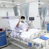 Some of the 12 boys rescued from a flooded Thai cave are seen in their hospital room at Chiang Rai Prachanukroh Hospital in Thailand\'s Chiang Rai province in this image made from a video taken Friday. | CHIANG RAI PRACHANUKROH HOSPITAL / VIA AP