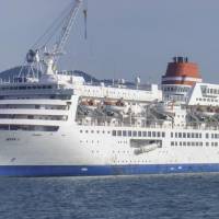 The 23,235-ton cruise ship Mira 1 may be used as a shelter for those displaced by the weather disaster in western Japan. | KYODO