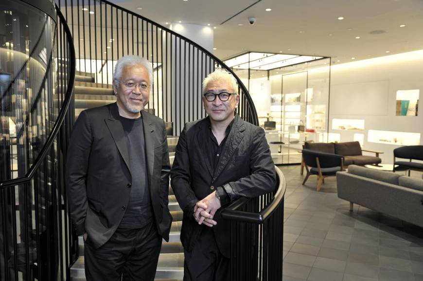 Kenya Hara (left), chief creative director of the Japan House projects with Masamichi Katayama of Wonderwall at Katayama