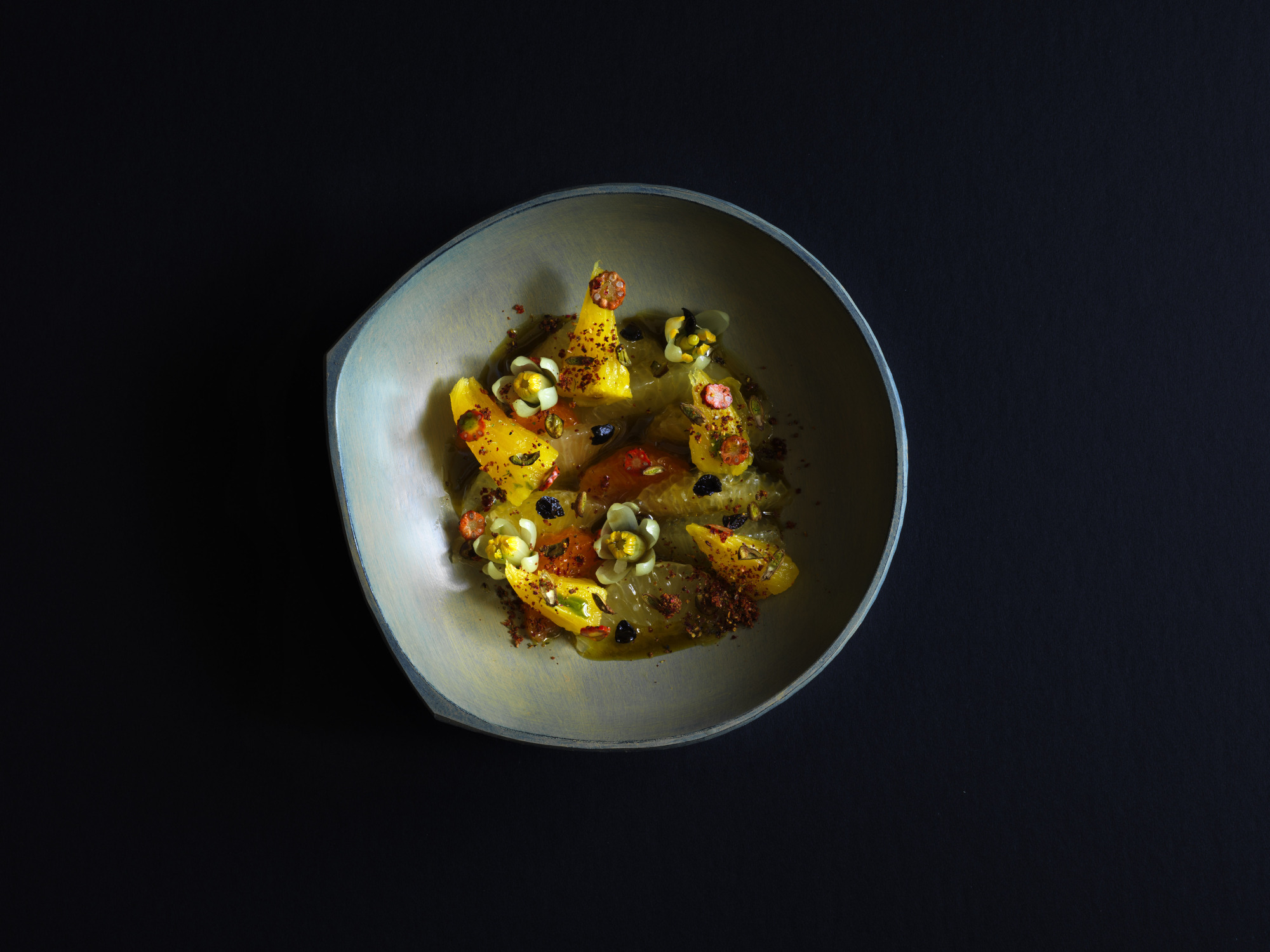 Fruit punch: Inua's summer menu begins with morsels of Ishigaki snack pineapple and citrus from Kochi Prefecture. | JASON LOUCAS