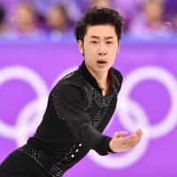China\'s Jin Boyang, seen here competing in the short program at the Pyeongchang Olympics, is a two-time world bronze medalist. | AFP-JIJI