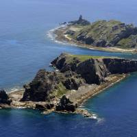The Takeshima islets, seen here in September 2012, are located in the Sea of Japan off Shimane Prefecture. They are known as Dokdo in Korean. | KYODO