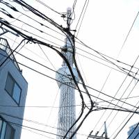 No shade in the midday sun: Tokyo Skytree stands tall over the Narihira neighborhood. | KIT NAGAMURA