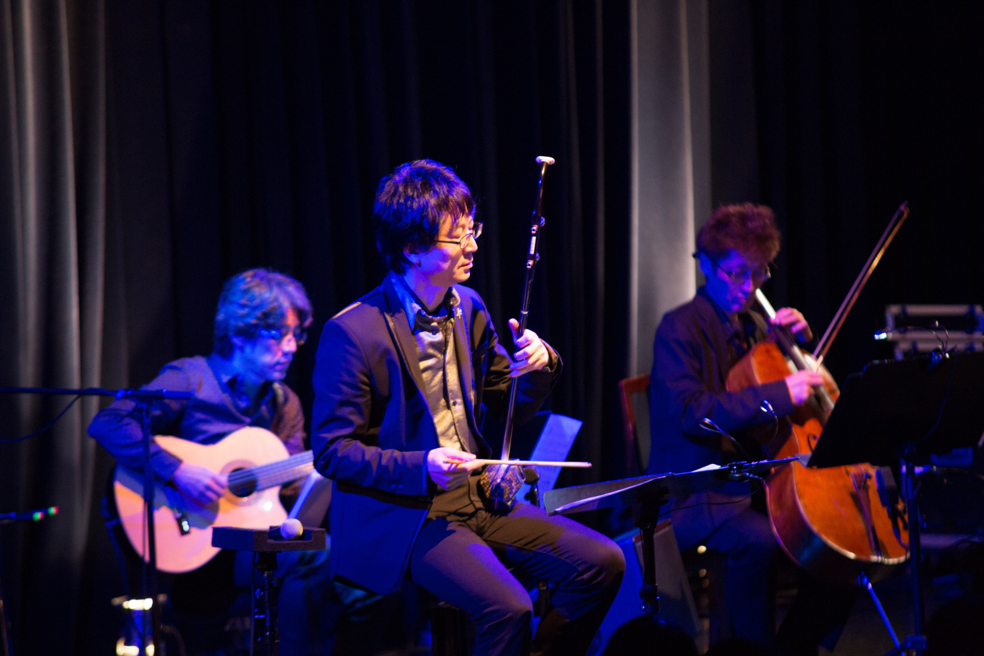 In concert: Jia Pengfang says he has worked to find ways to blend the uniqueness of the Chinese erhu with instruments from other countries. | TATSUYA NAOE