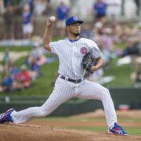 Chicago Cubs right-hander Yu Darvish pitches for the club\'s Class-A affiliate at Four Winds Field in South Bend, Indiana, on Sunday. | AP