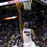 Miami\'s Udonis Haslem is seen in an April 2014 file photo. Haslem has played for the Heat since 2003. | AP