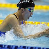 Yui Ohashi swims in the women\'s 200-meter individual medley final on Saturday. Ohashi triumphed in 2 minutes, 8.16 seconds. | AP