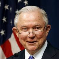 Attorney General Jeff Sessions talks about efforts to combat violent crime during a stop at the U.S. Attorney\'s Office in Kansas City, Missouri, Sept. 13. The Justice Department says Sessions and other Justice Department officials will speak Monday in Birmingham at the department\'s National Public Safety Partnership Symposium. | AP