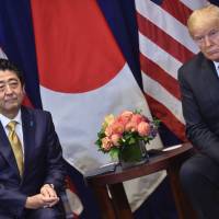 Prime Minister Shinzo Abe and U.S. President Donald Trump on Wednesday agreed to start bilateral negotiations on a trade agreement on goods, but reaching a deal won\'t be easy. | AFP-JIJI