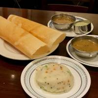Tiffin tastes: Kerala-style dosa pancakes served with uppma (semolina porridge). | ROBBIE SWINNERTON