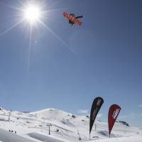 Reira Iwabuchi competes in the women\'s snowboard big air final at the Winter Games NZ in Cardrona, New Zealand, on Saturday. | AP