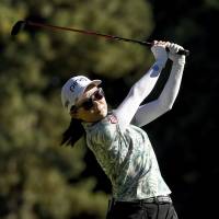 Ayako Uehara of Japan hits her tee shot on the 13th hole during the final round of the LPGA Cambia Portland Classic golf tournament in Portland, Oregon on Sunday. | AP