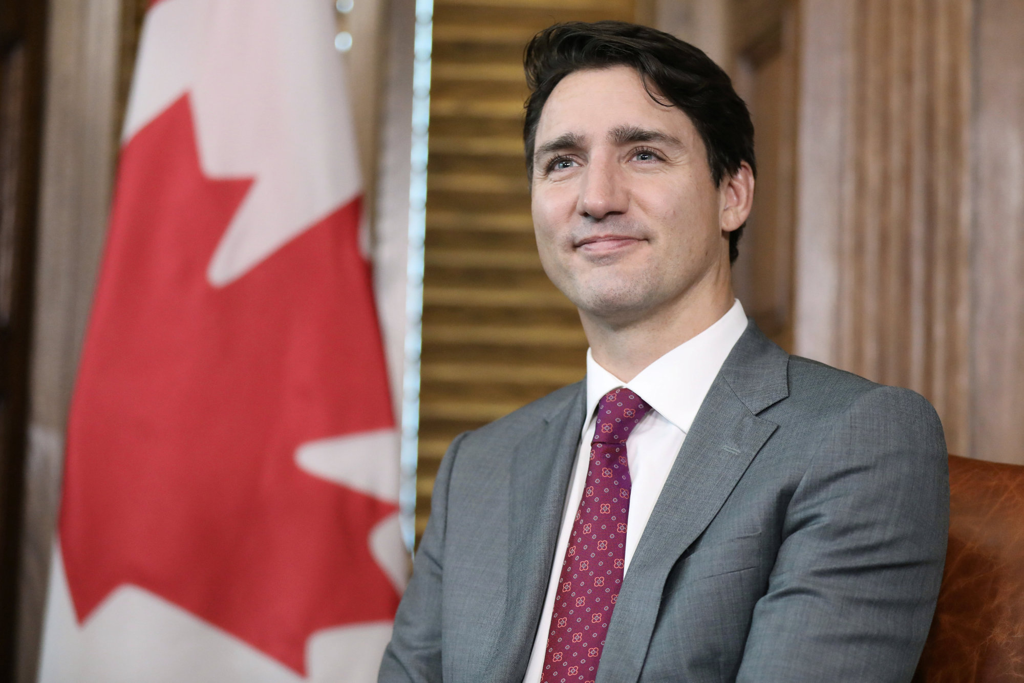Canadian Prime Minister Justin Trudeau attends a meeting with World Trade Organization Director-General Roberto Azevedo on Parliament Hill in Ottawa on Wednesday. | REUTERS