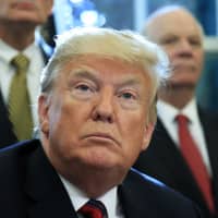 President Donald Trump speaks following a ceremony signing the \"America\'s Water Infrastructure Act of 2018\" into law in the Oval Office at the White House in Washington Tuesday. | AP