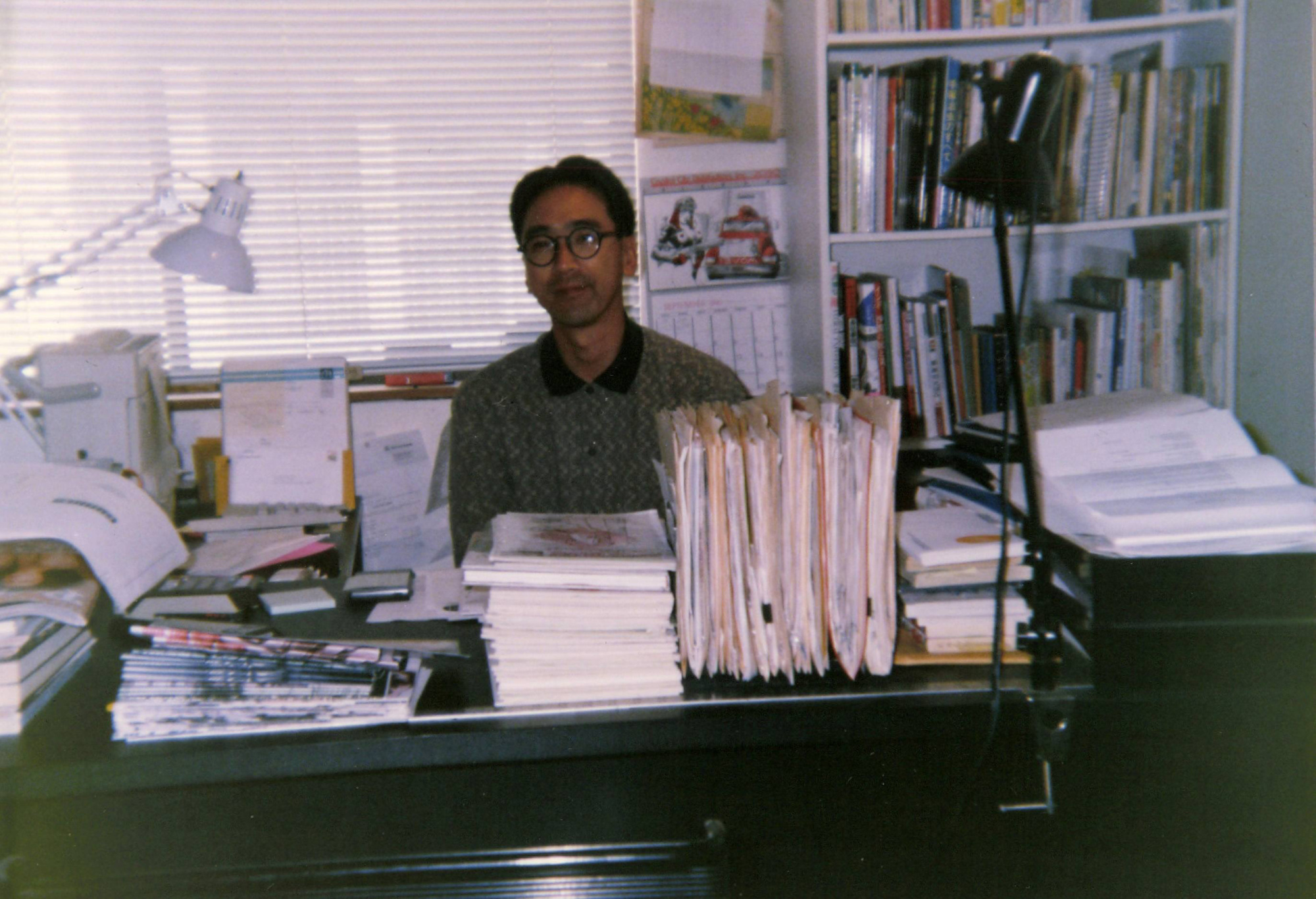 Seiji Horibuchi sits at a desk in the offices of his startup manga and anime distributor, Viz Communications, in 1985.