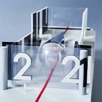 A model of \"2021#Tokyo Scope\" an installation by Akira Fujimoto and Yuko Nagayama at the Avex building in Gaienmae. | COURTESY OF YUU MINAMIMURA