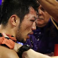 Ryota Murata returns to his corner after fighting Rob Brant during a middleweight title bout on Saturday in Las Vegas. Brant won by unanimous decision. | AP