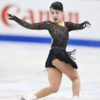 Mai Mihara, seen in a January file photo, debuted her “It’s Magic” program at the Nebelhorn Trophy last weekend. She finished runner-up with 209.22 points. | KYODO | KYODO