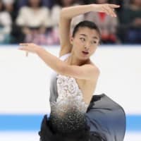 Kaori Sakamoto, seen performing at the Japan Open earlier this month, begins her Grand Prix season at Skate America this week. | KYODO
