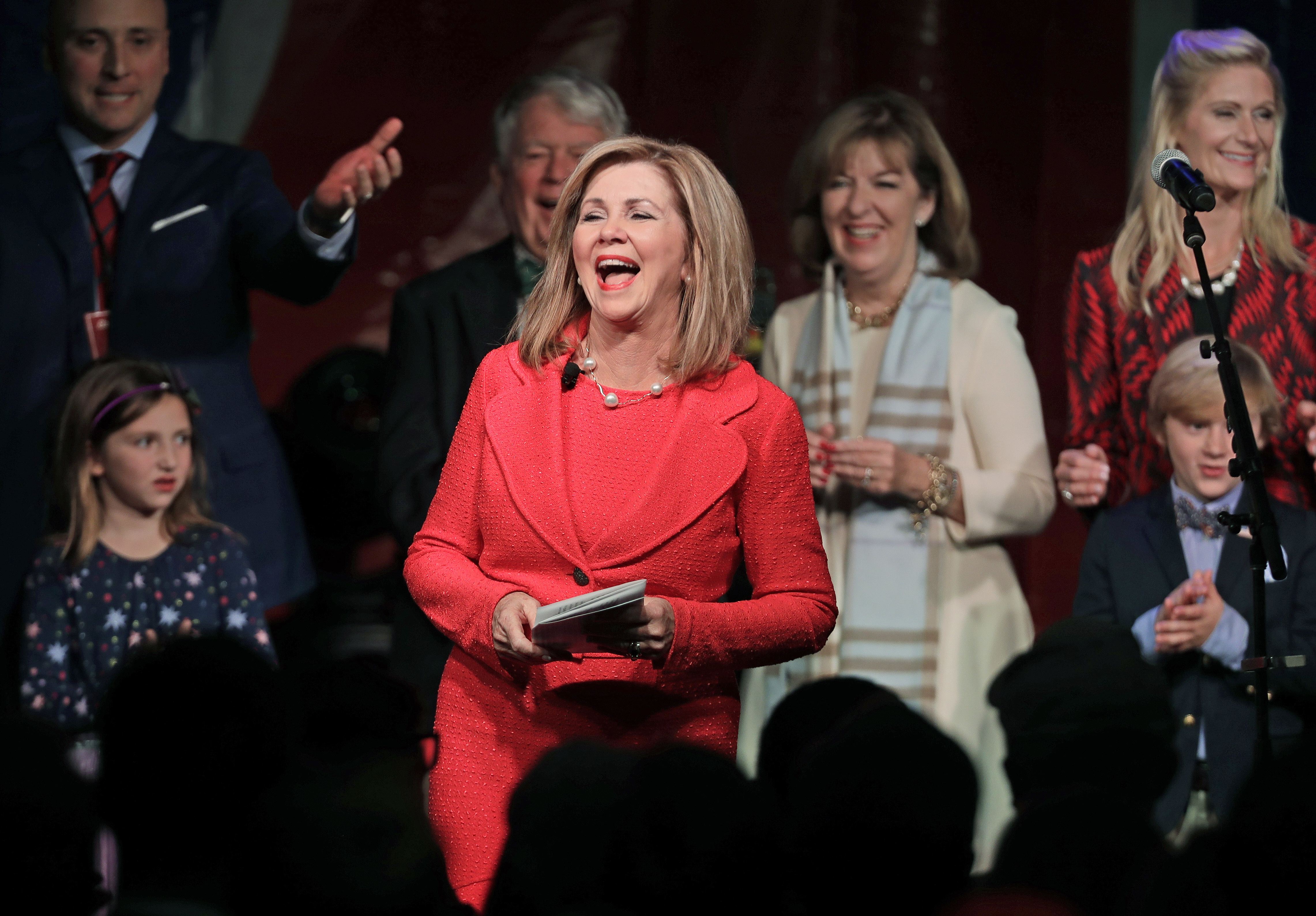 Republican Rep. Marsha Blackburn speaks to supporters after she was declared the winner over former Gov. Phil Bredesen in their race for the U.S. Senate on Tuesday in Franklin, Tennessee.