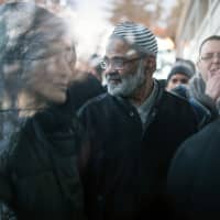 People gather for the funeral of three of the six victims of a massacre at the Grand Mosque of Quebec on arrival at the Maurice Richard arena, in Montrea last year. The number of hate crimes reported to police in Canada jumped by 47 percent in 2017 from the previous year, targeting mostly Muslim, Jewish or black people, the government statistical agency said Thursday | AFP-JIJI