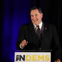 Democratic senate candidate Joe Donnelly speaks to the press as polls close, before appearing at his election night party in Indianapolis during midterm elections Tuesday. | REUTERS