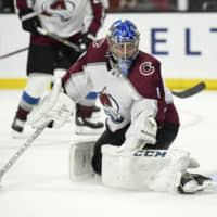 Avalanche goaltender Semyon Varlamov recorded his 200th NHL win on Wednesday. | AP