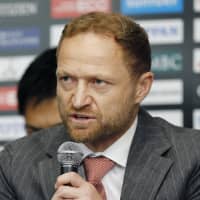 Sunwolves head coach Tony Brown addresses the media on Tuesday, naming an initial 29-man squad for the 2019 Super Rugby season. | KYODO