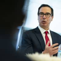 Steven Mnuchin, U.S. Treasury secretary, speaks during an interview in Washington on Tuesday. The White House signaled a possible way out of the standoff over border wall funding, days before a partial government shutdown, by suggesting the administration might seek other sources of funding. | BLOOMBERG
