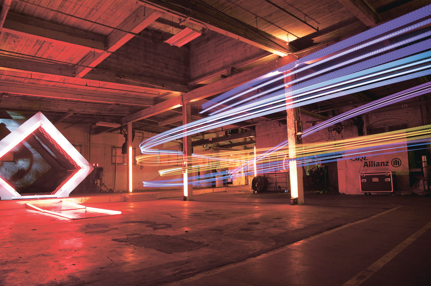 Drones race around a Drone Racing League Biosphere course in Tuscon, Arizona, earlier this year.