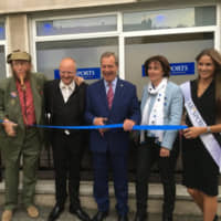 Nigel Farage appears in a photo uploaded to Twitter in September 2016 by Start Sports Bookmakers, which said it was marking the opening of a new shop. | @STARSPORTS_BET