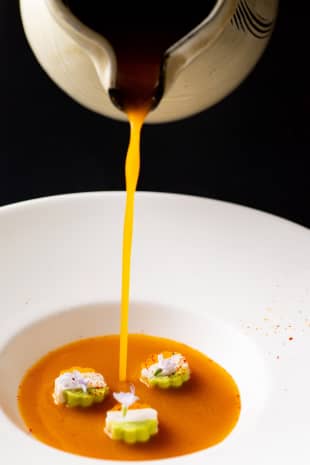 National pride: Pumpkin-carrot soup with a morsel in the pattern of the Indian flag.