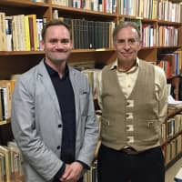 Furthering philosophy: James Heisig (right) poses for a photo with Jan Gerrit Strala, president of the European Network of Japanese Philosophy, at the Nanzan Institute for Religion and Culture in Nagoya. | DAMIAN FLANAGAN