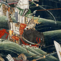 Detail of a screen, from the Clark Center for Japanese Art, with scenes described in the \"The Tale of Heike,\" by an unknown artist of the Kano school. | VIA WIKIMEDIA COMMONS, (PUBLIC DOMAIN)