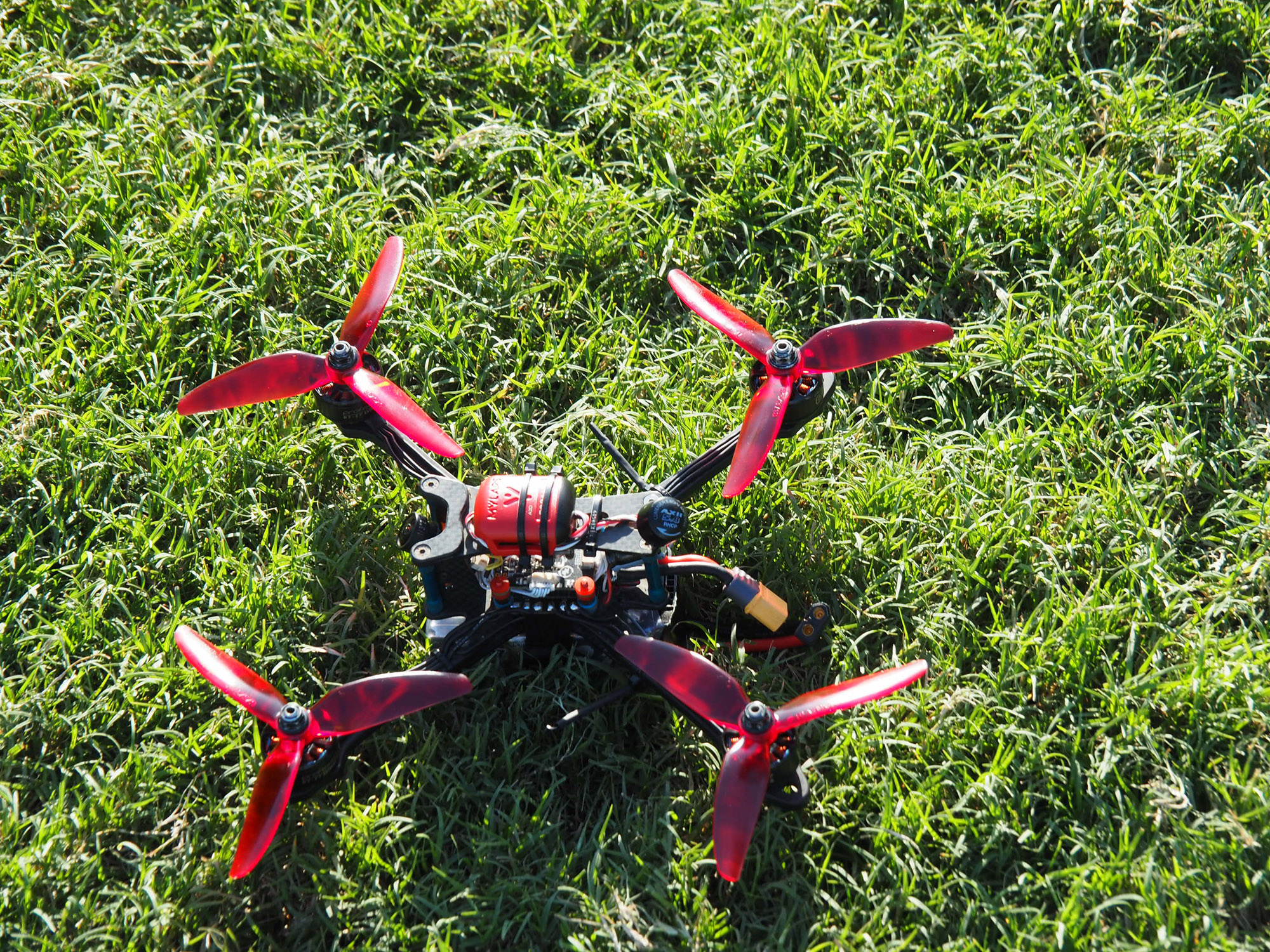Pit stop: A drone comes to rest after a race during the final round of the Japan Drone League