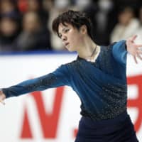 Shoma Uno performs his free skate on Monday at the national championships in Kadoma, Osaka Prefecture. Uno won the competition with a total of 289.10 points. | KYODO