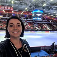 Nicole Zarate takes a selfie inside Helsinki Arena during the Grand Prix event in November. Courtesy of Nicole Zarate | COURTESY OF NICOLE ZARATE