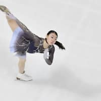 Rika Kihira scored 155.01 points in her free skate routine to finish in second place with a combined 223.76. | KYODO