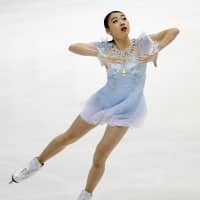 Rika Kihira, this year\'s Grand Prix Final champion, performs her short program on Friday at the Japan championships. Kihira is in fifth with 68.75 points. | KYODO